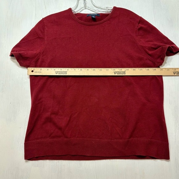 Lands’ End Women’s Twinset Sweater Cardigan & Shell Dark Burgundy L/P Cotton - Picture 2 of 11